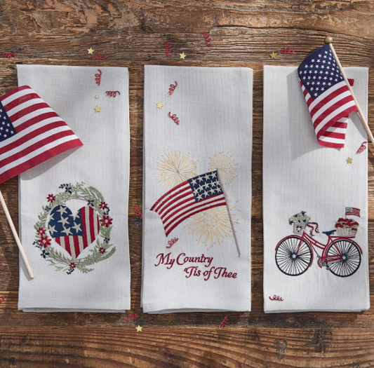 4TH OF JULY EMBROIDERED DISHTOWELS - ASSORTED