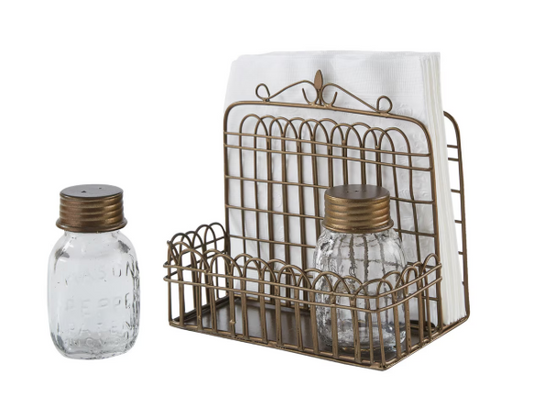 GARDEN GATE NAPKIN, SALT & PEPPER CADDY