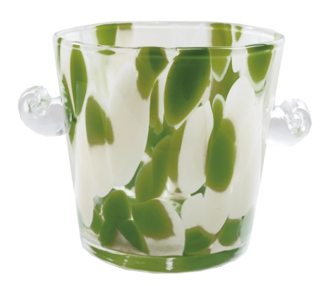 1 QUART CONFETTI GLASS ICE BUCKET WITH HANDLES - YELLOW * GREEN