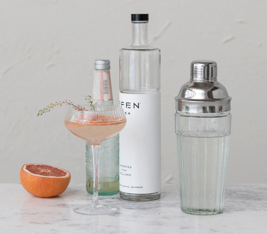 GLASS COCKTAIL SHAKER W/ STAINLESS STEEL TOP