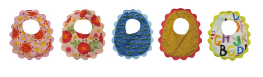 COTTON BABY BIBS WITH TERRY CLOTH BACK - ASSORTED