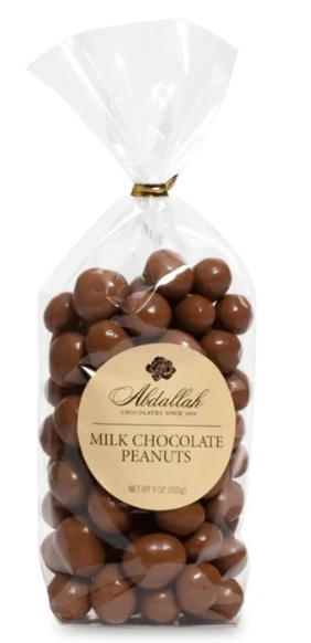 ABDALLAH CANDIES - MILK CHOCOLATE PEANUTS 9oz.
