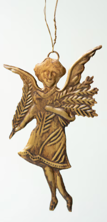 ANTIQUE BRASS ANGLE CHRISTMAS ORNAMENT