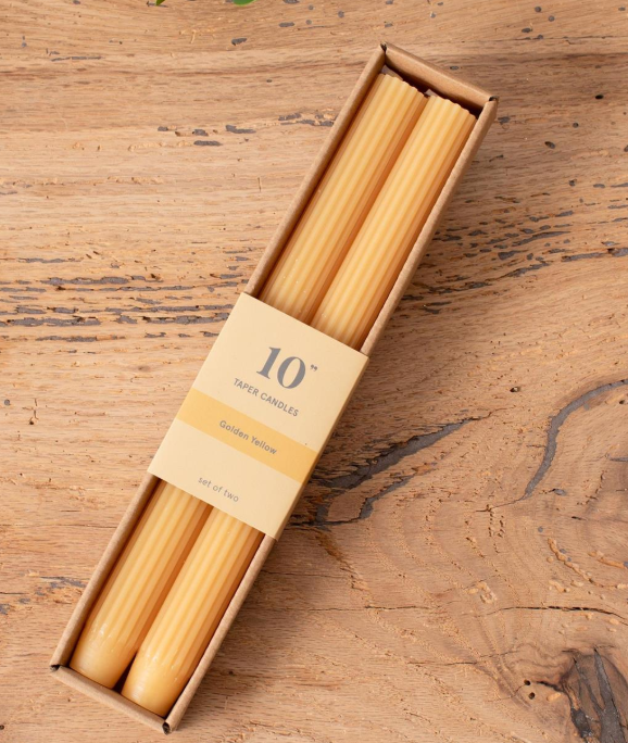 10" RIBBED TAPER CANDLE (SET OF 2) - ASSORTED