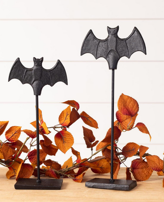 HALLOWEEN IRON BAT ON STAND - SET OF 2