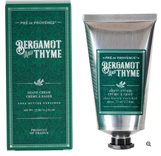 BERGAMOT & THYME - 75MIL MEN'S SHAVE CREAM WITH SHEA BUTTER