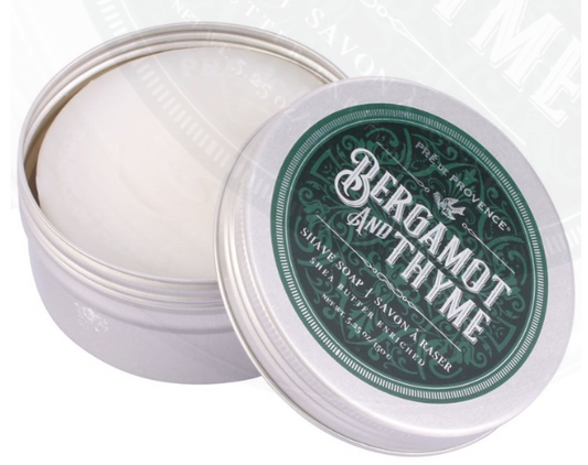 BERGAMOT & THYME MEN'S SHAVE SOAP IN TIN