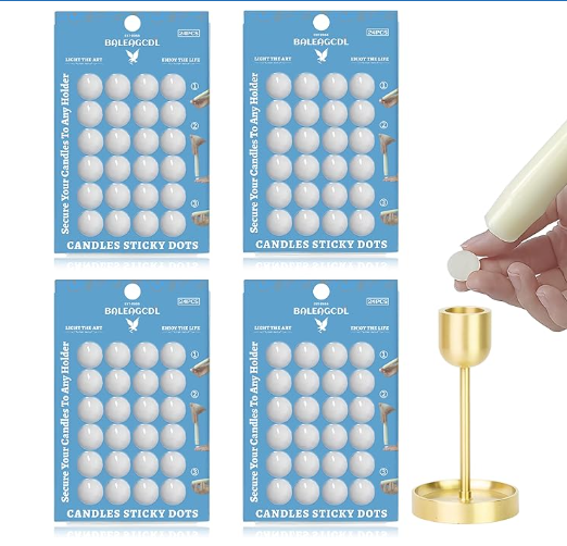 TAPER CANDLE STICKY DOTS - WHITE WAX PAK OF 24