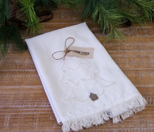 RAGGEDY TREES WITH FABRIC TAG