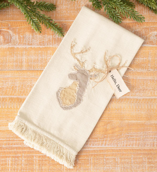 RAGGEDY DEER HEAD TEA TOWEL