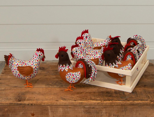 CRATE OF VINTAGE CHICKENS