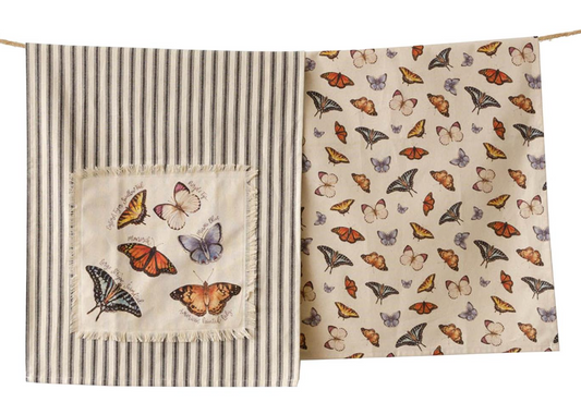 WATERCOLOR BUTTERFLY TEA TOWELS - ASSORTED