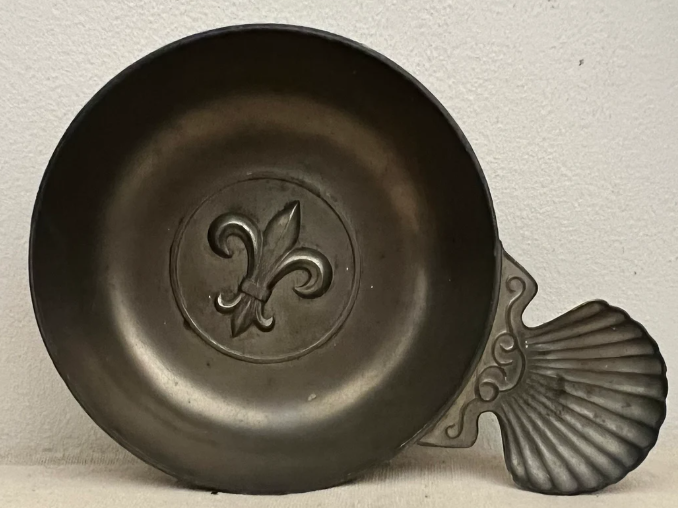 VINTAGE PEWTER FRENCH ETAINS DU MANOIR PARIS SOMMELIER PORRINGER WINE TASTING CUP