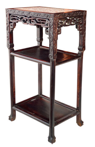 19th Century Qing Dynasty Chinese Rosewood Urn Marble top Table