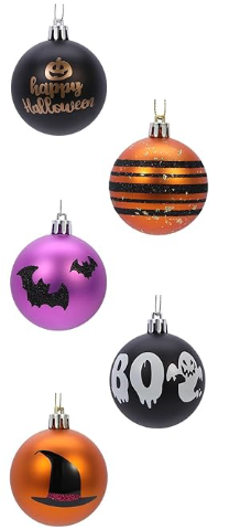 HALLOWEEN 2.36" SHATTERPROOF BALL ORNAMENTS - ASSORTED