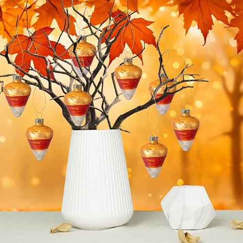 FALL CANDY CORN GLASS ORNAMENTS 2" x 1.5"