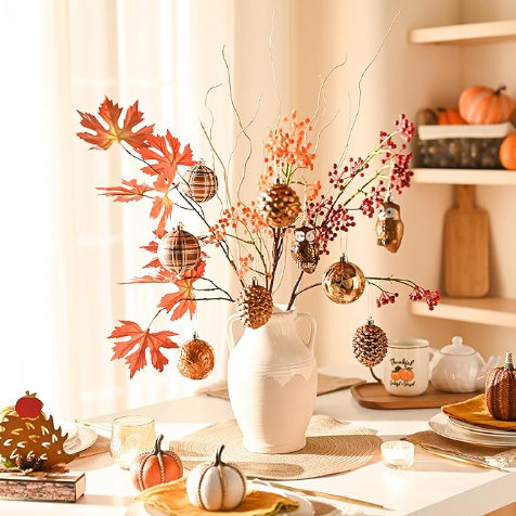 FALL BRONZE COPPER AND GOLD SHATTERPROOF ORNAMENTS - ASSORTED