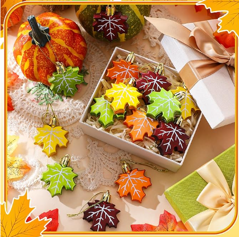 FALL MAPLE LEAF SHATTERPROOF ORNAMENT - ASSORTED