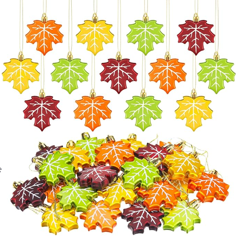 FALL MAPLE LEAF SHATTERPROOF ORNAMENT - ASSORTED