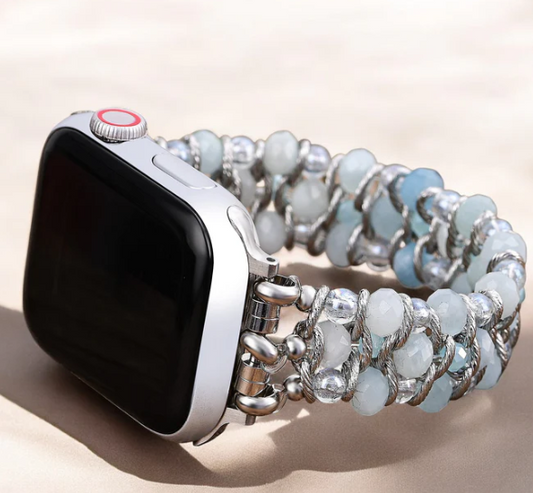 CAPE DIABLO APPLE WATCH STRAP AQUAMARINE SAPPHIRE BRAIDED