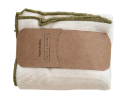 COTTON TERRY CLOTH TEA TOWEL WITH CONTRAST STITCHED EDGE 18" x 28"