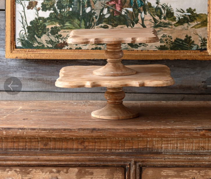 SQUARE WOODEN CAKE STAND - ASSORTED
