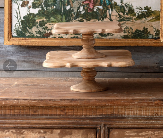 SQUARE WOODEN CAKE STAND - ASSORTED