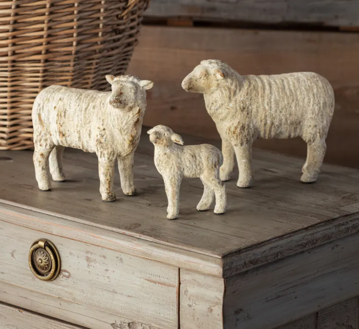 VINTAGE STYLE SHEEP FAMILY FLOCK - SET OF 3