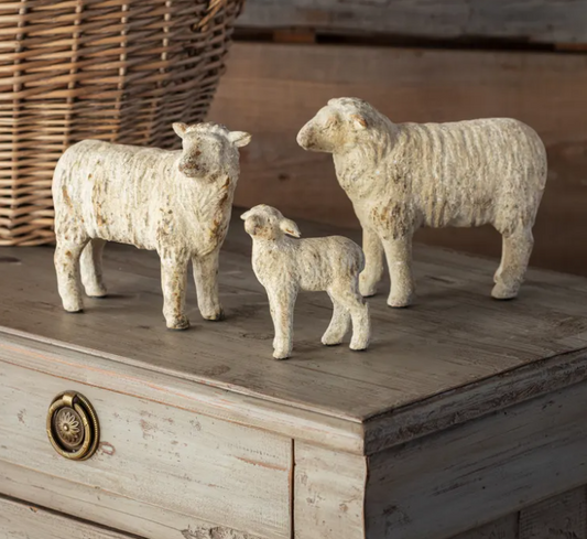 VINTAGE STYLE SHEEP FAMILY FLOCK - SET OF 3