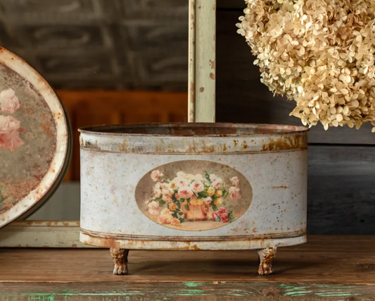 OLD ROSE OBLONG TOLE CONTAINER