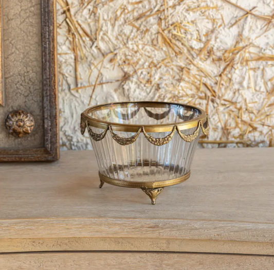 ANTIQUE GOLD BOWL WITH GARLAND DETAIL