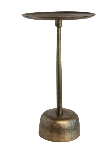 ALUMINUM IN ANTIQUE BRASS FINISH SIDE TABLE