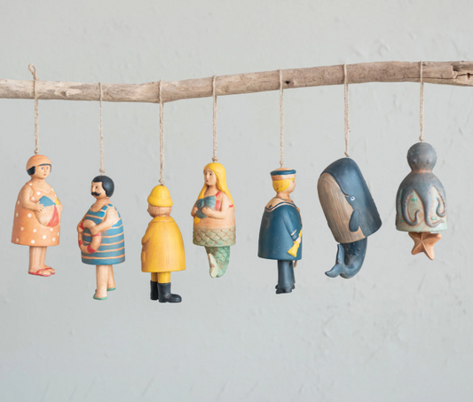 HAND-PAINTED STONEWARE NAUTICAL BELLS - ASSORTED
