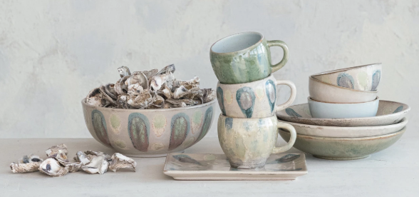 12oz HAND-PAINTED STONEWARE MUG - 3 STYLES