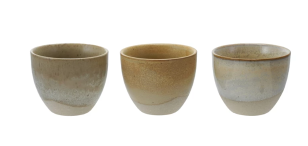 6 oz. STONEWARE TEACUP, REACTIVE GLAZE - ASSORTED