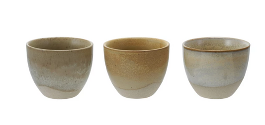 6 oz. STONEWARE TEACUP, REACTIVE GLAZE - ASSORTED