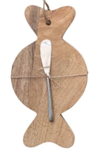 MANGO WOOD BOARD & CANAPE KNIFE - ASSORTED