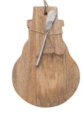 MANGO WOOD BOARD & CANAPE KNIFE - ASSORTED