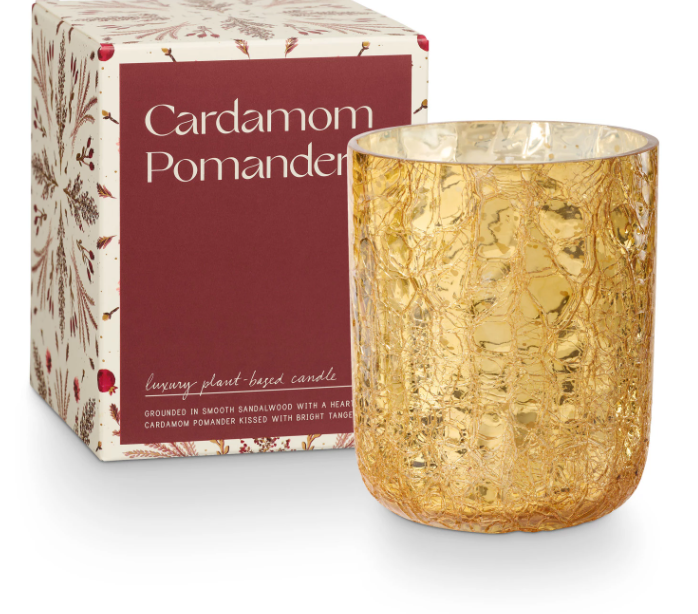 CARDAMOM POMANDER CRACKLE GLASS CANDLE