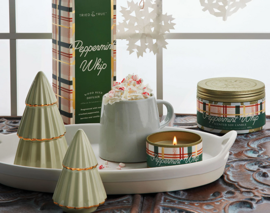 TRIED & TRUE PEPPERMINT WHIP GILDED TREE CANDLE