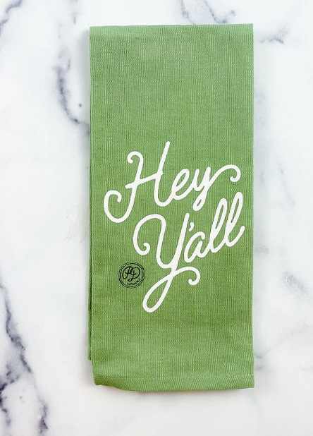 PAULA DEAN'S HEY Y'ALL GREEN DISH TOWEL