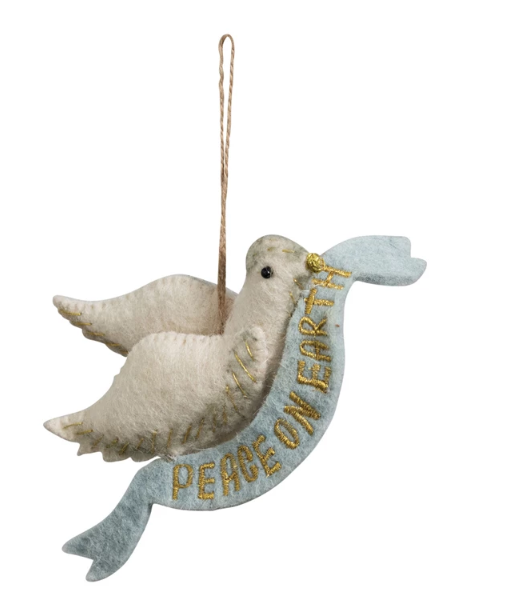 HANDMADE WOOL FELT DOVE ORNAMENT