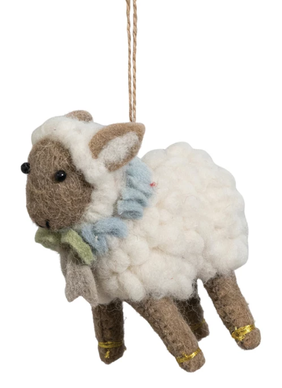 4" HANDMADE WOOL FELT SHEEP ORNAMENT