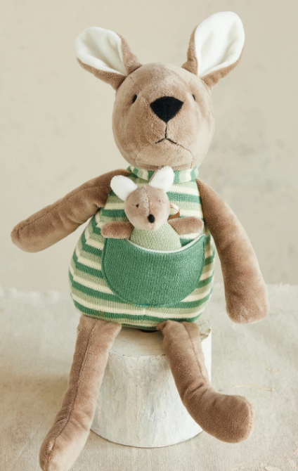 PLUSH KANGAROO TOY WITH JOEY IN POUCH