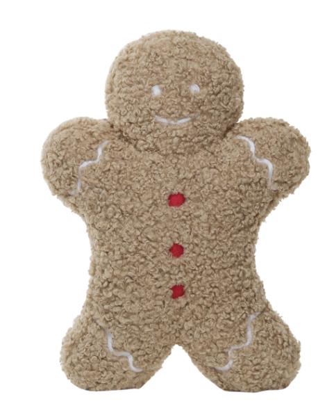 FABRIC BOUCLE GINGERBREAD MAN PILLOW