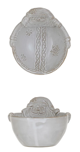 STONEWARE SANT/SNOWMAN SHAPED BOWL - ASSORTED