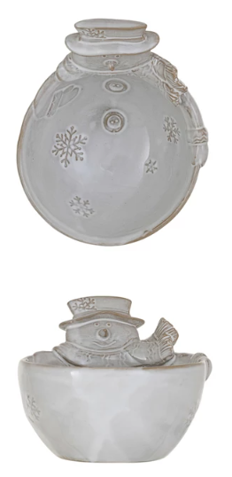 STONEWARE SANT/SNOWMAN SHAPED BOWL - ASSORTED