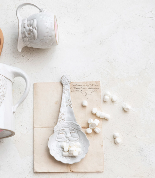 STONEWARE SANTA SHAPED SPOON REST