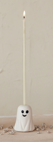 STONEWARE GHOST SHAPED TAPER HOLDER (HOLDS 1/4" TAPER)
