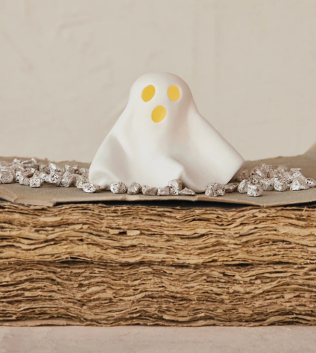 STONEWARE BISQUE GHOST WITH LED LIGHT